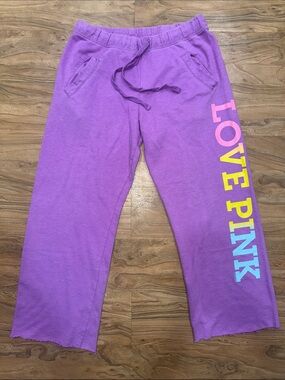 PINK Victoria's Secret Lavender LOVE PINK Side-Logo Sweatpants
